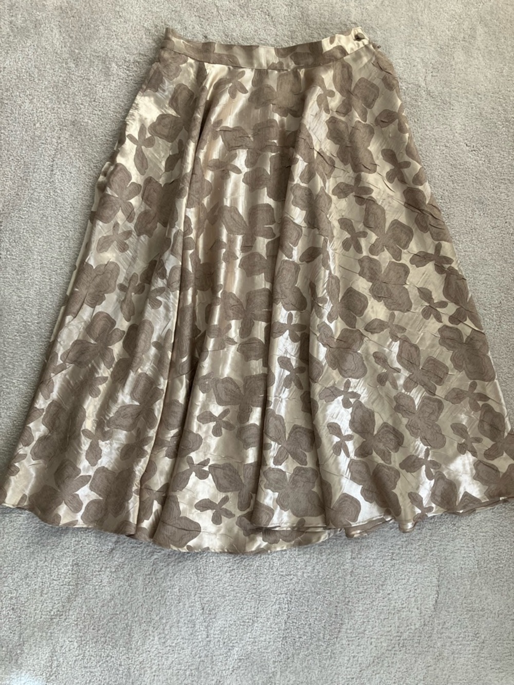 H&M Beige and Taupe Floral A-Line Skirt